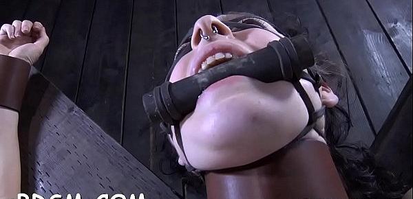  Bounded beauty receives hardcore gratifying on her clits